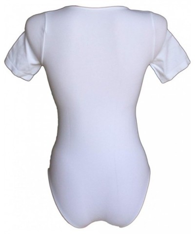 Bodysuit Women V-Neck Half Sleeve Microfiber Seamless Made in Italy - White - CC18II4TAWQ $71.55 Shapewear