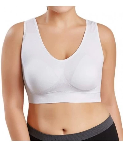 Tops for Women Fashion 2019-Women Pure Color Plus Size Ultra-Thin Large Bra Sports Bra Full Bra Cup Tops - White - CI18TOWUSY...