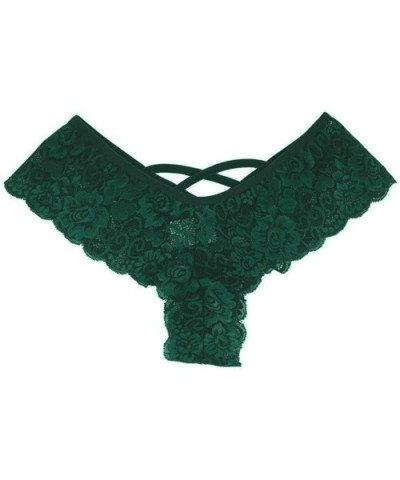 4PC Sexy Women Lace Flowers Low Waist Underwear Panties G-String Lingerie Thongs - Green - CP18KZQ625D $19.10 Bras