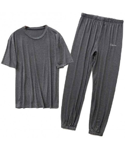 Men Lounger Thin Summer 2 Piece Set Long Pants Modal Loungewear Set AS3 M - C3199OMN2UK $55.93 Sleep Sets