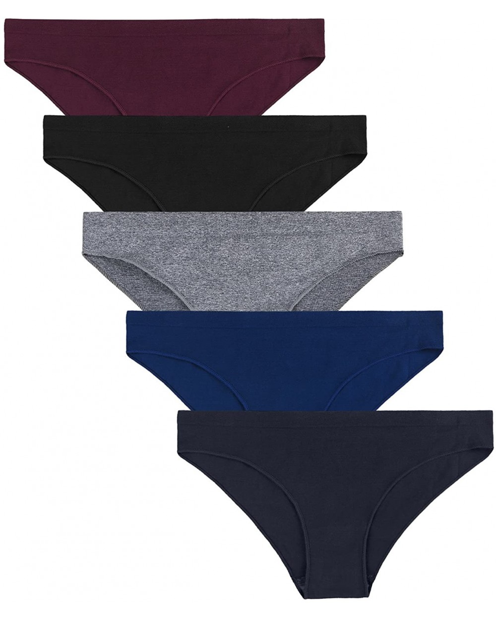 Women's Seamless Hipster Panties Comfortable Underwear Stretch Bikini Panty 5 Pack - 5 Pairs(black-navy-melange-london Blue-b...