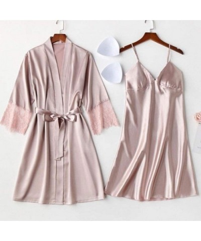 Women Satin Short Kimono Nightgown Bathrobe Print Floral Sleepwear Soft Robe Wedding Bride Bridesmaid Bathrobe Lightweight an...