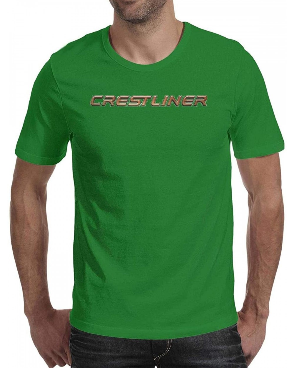 Mens Guys Graphic Shirts Dri Fit Crestliner-Logo-Yellow- Jersey Short Sleeve T Shirts - Green-38 - C018W6X3SOQ $43.73 Undersh...