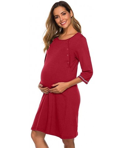 Maternity Dress for Women- Mommy Maternity Nightgown Labor Delivery Hospital Gown 3/4 Sleeve Breastfeeding Nursing Dress Nigh...