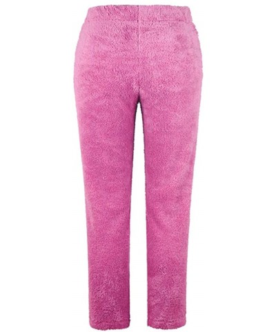 Women Fleece Pants Loose Fit Fuzzy Pajama Pants Winter Warm Trousers - Rose Red2 - CN18L3ZKZTE $27.67 Sets