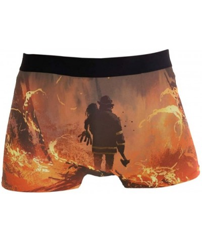 Men's Boxers Briefs Men Boxer Shorts Mens Trunks Burning Fire Firefighter Save Girl - Burning Fire Firefighter Save Girl - C5...