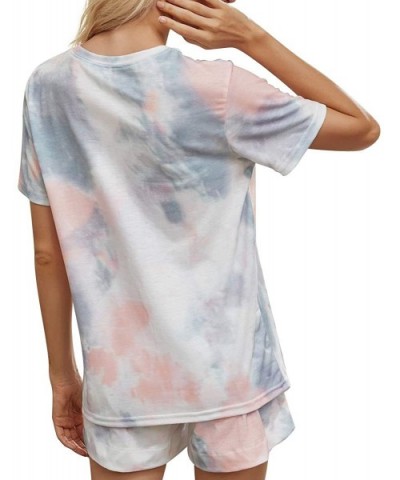 Two Piece Tie Dye Lounge Sets Tank and Shorts Cotton Printed Pajama Set for Women - Tie Dye Gray - CZ190RC5YLH $39.52 Sets