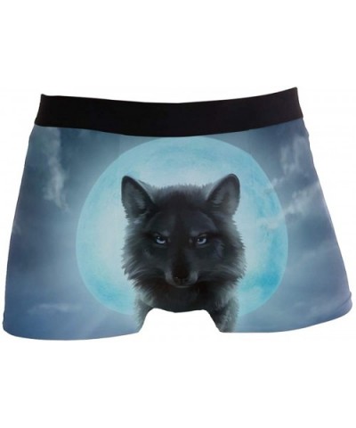 Funny Moose Dog Cat Leopard Men's Underwear Boxer Briefs Breathable- Multi - Multicolour-wolf and Moon - CS18NT26UYY $27.80 B...