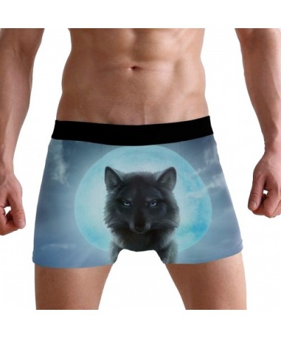 Funny Moose Dog Cat Leopard Men's Underwear Boxer Briefs Breathable- Multi - Multicolour-wolf and Moon - CS18NT26UYY $27.80 B...