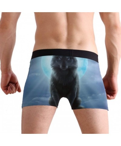 Funny Moose Dog Cat Leopard Men's Underwear Boxer Briefs Breathable- Multi - Multicolour-wolf and Moon - CS18NT26UYY $27.80 B...