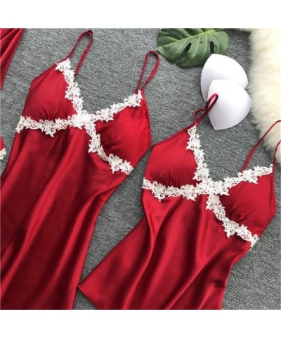 Women 5PC Sexy Lace Lingerie Sets-Printed Nightwear Ladies Underwear Babydoll Sleepwear Exotic Dress - Red - CW18T2U9OTE $38....