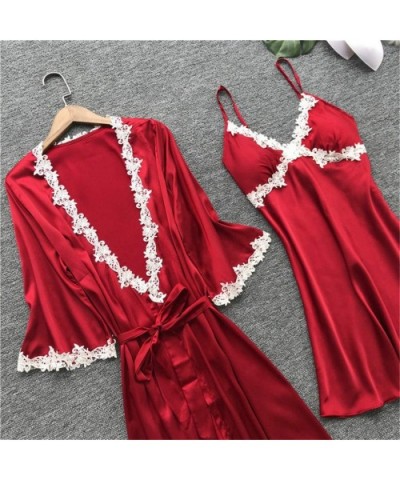 Women 5PC Sexy Lace Lingerie Sets-Printed Nightwear Ladies Underwear Babydoll Sleepwear Exotic Dress - Red - CW18T2U9OTE $38....