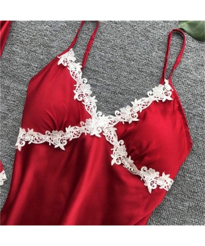 Women 5PC Sexy Lace Lingerie Sets-Printed Nightwear Ladies Underwear Babydoll Sleepwear Exotic Dress - Red - CW18T2U9OTE $38....