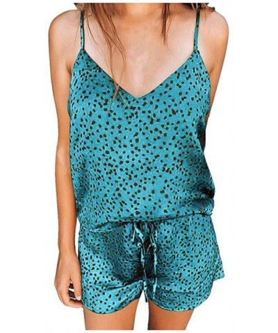 Women's Shorts Pajama Set Cami Sleepwear Sexy Leopard Printed Sleeveless Pjs Sets Summer Nightwear - Blue - CO198S0663E $42.4...