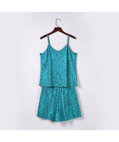 Women's Shorts Pajama Set Cami Sleepwear Sexy Leopard Printed Sleeveless Pjs Sets Summer Nightwear - Blue - CO198S0663E $42.4...