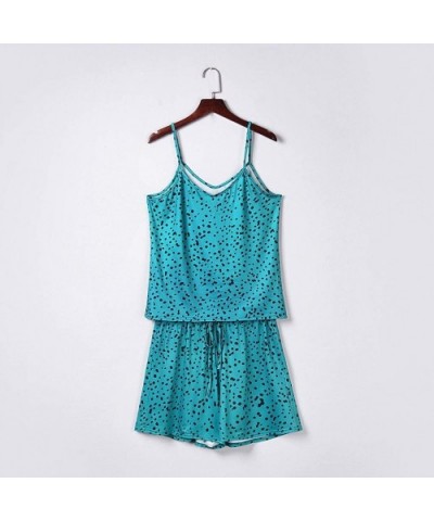 Women's Shorts Pajama Set Cami Sleepwear Sexy Leopard Printed Sleeveless Pjs Sets Summer Nightwear - Blue - CO198S0663E $42.4...