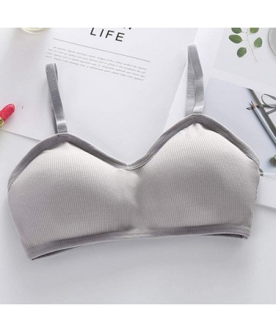 Female Bras Sports Vest Wrap Chest No Rings Ribbon Breast Pad Ring Underwear - Gray - CL18XUWE5Y3 $16.61 Garters & Garter Belts