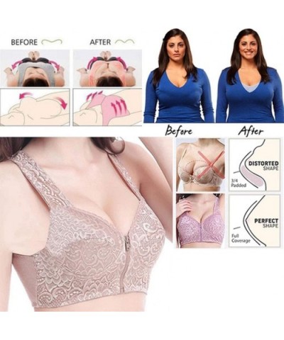 Sexy Underwear Women Casual Massage Front Zip Wire-Free Supportive Sleep Bra Adjustable Bras - Coffee - C418Y8NOTNH $23.99 Ba...