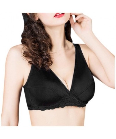 Women Lingerie Sexy Adjustable Crossing Extra-Elastic Breathable Lace Suckling Bra-M-XXL - Black - C9197AQO5Q5 $19.66 Robes