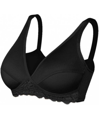 Women Lingerie Sexy Adjustable Crossing Extra-Elastic Breathable Lace Suckling Bra-M-XXL - Black - C9197AQO5Q5 $19.66 Robes