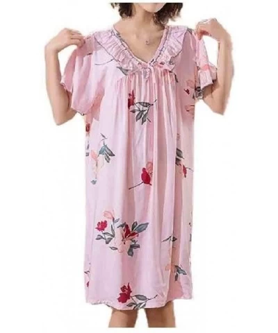 Women's Short Sleeve Loose Everyday Plus-Size Leisure Nightgown - As3 - C2190DQTW5Y $35.46 Nightgowns & Sleepshirts