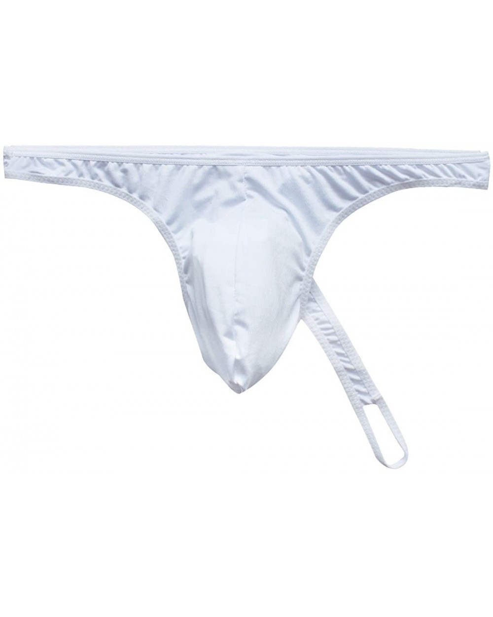 Men's Ice Silk Low Rise Bugle Pouch G-String Thong Bikini Briefs Underwear - White - C2193QTNATK $45.62 G-Strings & Thongs