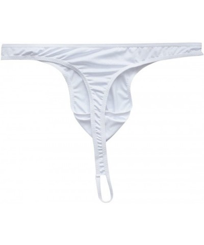 Men's Ice Silk Low Rise Bugle Pouch G-String Thong Bikini Briefs Underwear - White - C2193QTNATK $45.62 G-Strings & Thongs