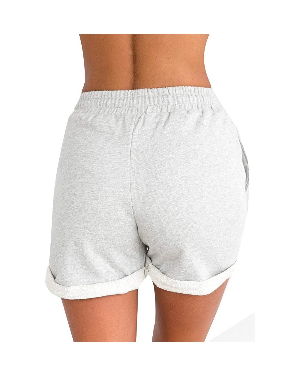 Women's Home Sports Shorts with Solid Elastic and Pockets - Gray - C7198AWNULS $33.86 Tops