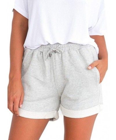 Women's Home Sports Shorts with Solid Elastic and Pockets - Gray - C7198AWNULS $33.86 Tops