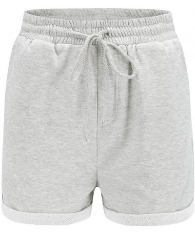 Women's Home Sports Shorts with Solid Elastic and Pockets - Gray - C7198AWNULS $33.86 Tops