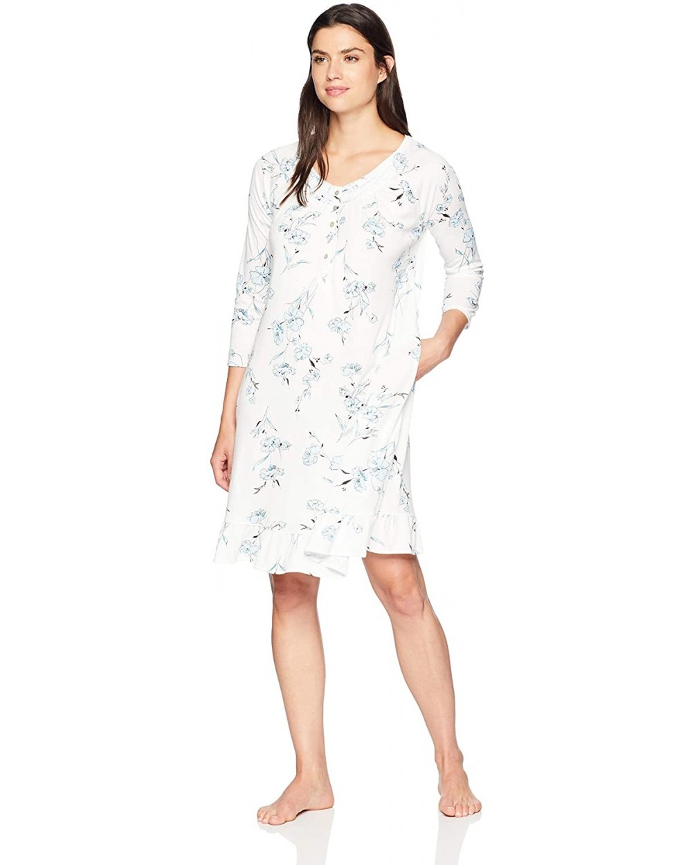 Women's Flounce Chemise - Watercolor Floral - C1188TLQKDI $65.87 Nightgowns & Sleepshirts