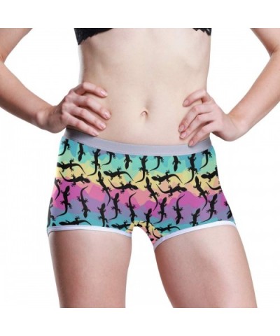 Women's Boyshort Panties Rastafarian Flag with Lion Soft Underwear Boxer Briefs - Black Lizards - CL19229YQHS $26.27 Panties