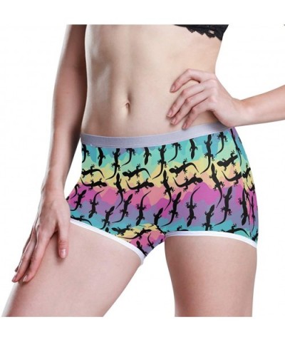 Women's Boyshort Panties Rastafarian Flag with Lion Soft Underwear Boxer Briefs - Black Lizards - CL19229YQHS $26.27 Panties