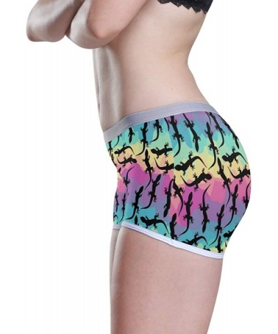 Women's Boyshort Panties Rastafarian Flag with Lion Soft Underwear Boxer Briefs - Black Lizards - CL19229YQHS $26.27 Panties