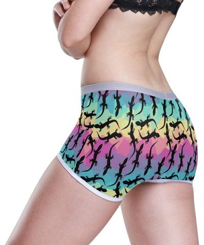 Women's Boyshort Panties Rastafarian Flag with Lion Soft Underwear Boxer Briefs - Black Lizards - CL19229YQHS $26.27 Panties