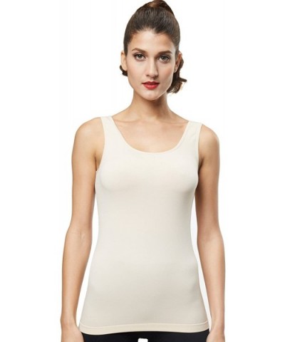 Women's Basic Seamless Camisole Stretchy Casual Tank Top - Nude - C6184Q878L5 $14.63 Camisoles & Tanks