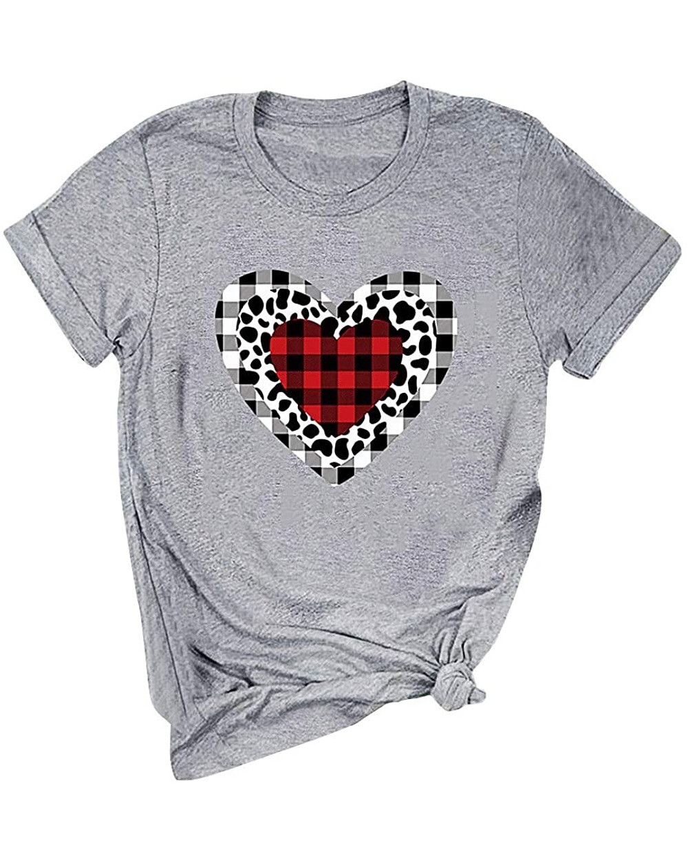 Valentine's Day T-Shirt Love Heart Print Baseball Tees Women Short Sleeve Basic Blouse Tops - Gray - C6194WYTRN2 $27.42 Slips