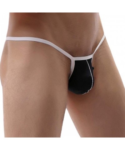 Men's Low Rise Bulge Pouch Mini G-String Thongs Bikini Briefs Underwear - Black - C81982WY7NH $21.62 G-Strings & Thongs