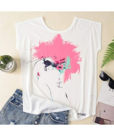 Fashion Womens Summer O-Neck Short Sleeve Print Tee Tops - A - CO1974ZUW38 $14.45 Robes