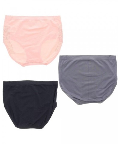 Women's Plus Size Lacey Trim Hi-Rise Brief Panties (3Pr) - Pink- Mauve- Black - CJ18QNMG9Z8 $36.42 Panties