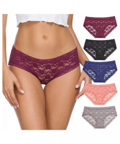 Womens Underwear Lace Sexy Panties Bikini Panty for Women Seamless Hipster Pack - B/Db/G/Wi/Pum - C718ZE507H7 $33.81 Panties