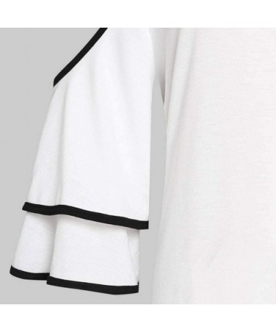 Womens Tops-Fashion Women Summer Casual Strap Leaky Shoulder Sequin Short Sleeve t-Shirt - White - CM193QI69OH $18.36 Shapewear