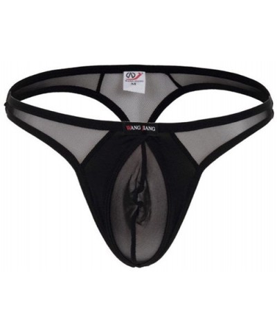 Men's Mesh Thong Briefs Underwear - Black - C912FL7N9AP $13.94 G-Strings & Thongs