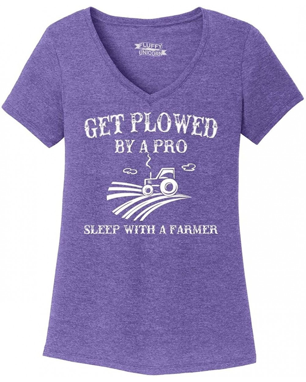 Ladies Plowed by A Pro Sleep with A Farmer Triblend V-Neck - Purple Frost - CJ18YGWS93E $23.64 Tops