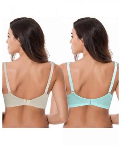 Women Plus Size Minimizer Underwire Unlined Bra with Embroidery Lace - Nude-blue Light(2 Pack) - CO18ZXM7RM8 $55.11 Bras