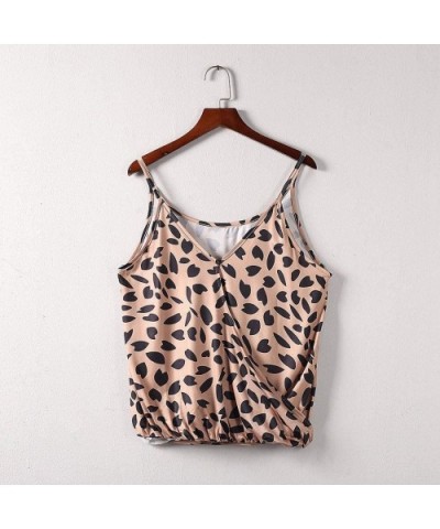 Womens Deep V Neck Wrap Adjustable Strap Leopard Print Casual Sleeveless Tank Tops - Brown Tee Shirt - C4199LOHC6X $20.87 The...