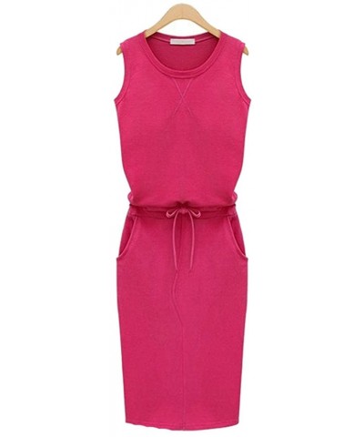 Womens Holiday Sleeveless Sundress Ladies Summer Beach Casual Party Dress - Hot Pink - C318S6KX4KE $29.64 Nightgowns & Sleeps...