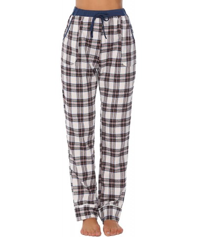 Women's Pajama Pants 100% Cotton Flannel Plaid Lounge Pants Bottoms - Green - CD18QELN4WL $26.08 Bottoms