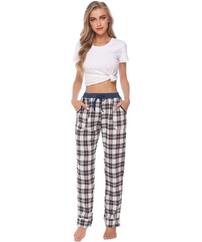 Women's Pajama Pants 100% Cotton Flannel Plaid Lounge Pants Bottoms - Green - CD18QELN4WL $26.08 Bottoms