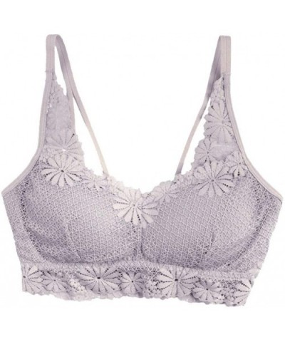 Women Sexy Bra Solid Vest Lace Camisole Breathable Bralette Push Up Top Underwea - Gray - C41906U23RE $24.42 Camisoles & Tanks